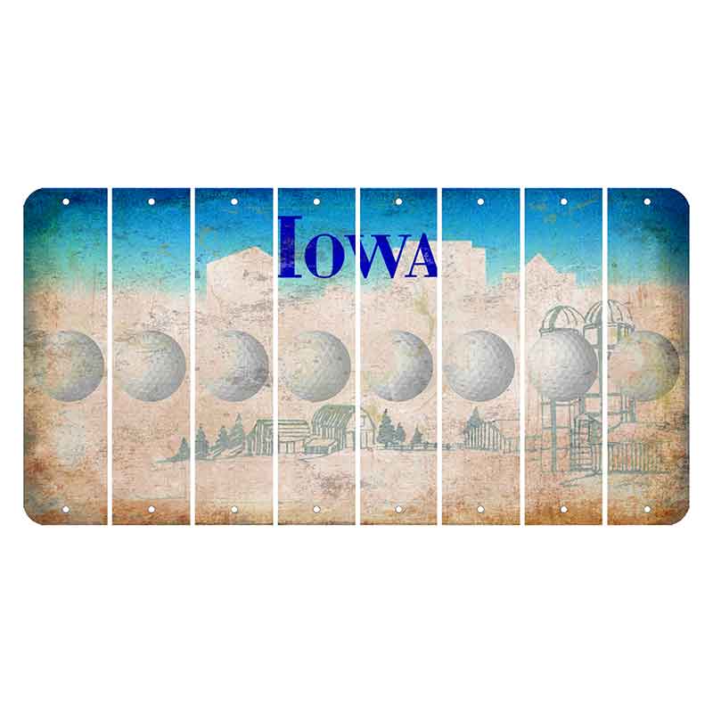 Iowa Farm Scene Cut License Plate Strips (Set of 8) Golfball