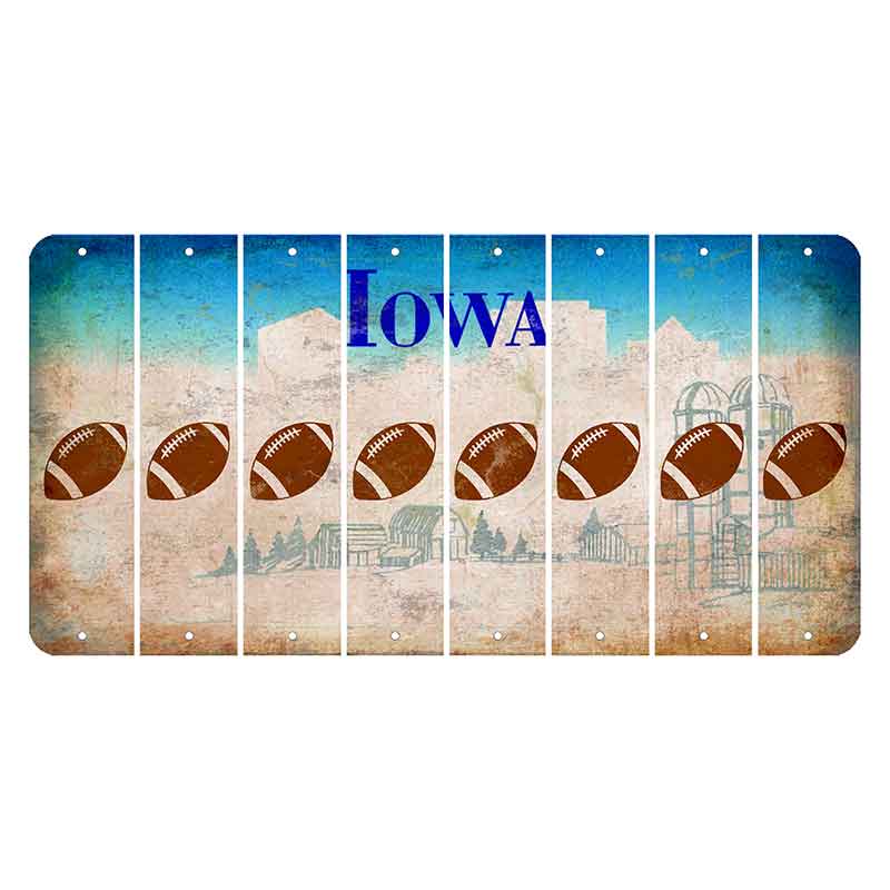 Iowa Farm Scene Cut License Plate Strips (Set of 8) Football