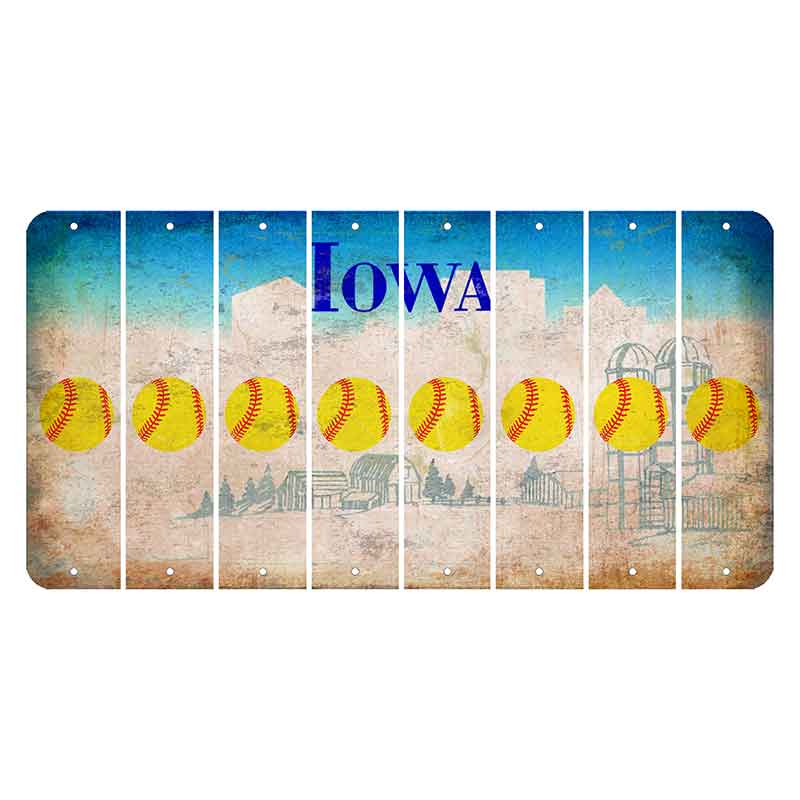 Iowa Farm Scene Cut License Plate Strips (Set of 8) Softball