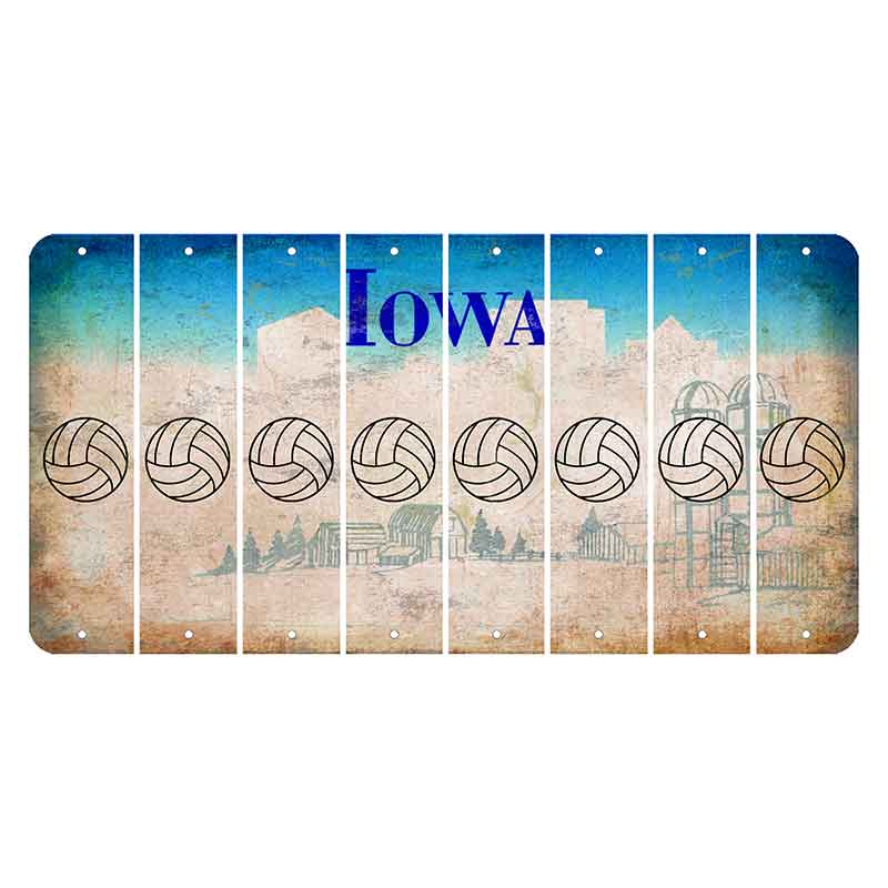 Iowa Farm Scene Cut License Plate Strips (Set of 8) Volleyball