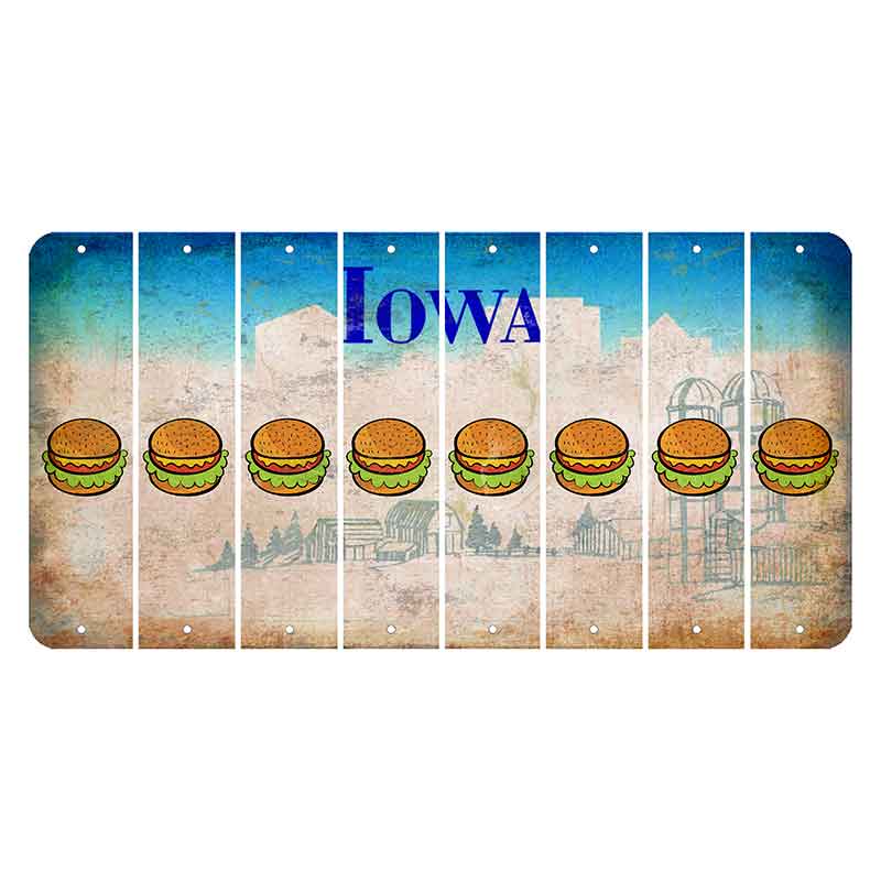 Iowa Farm Scene Cut License Plate Strips (Set of 8) Hamburger