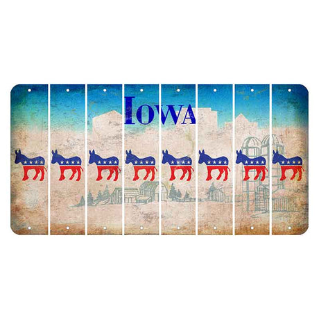 Iowa Farm Scene Cut License Plate Strips (Set of 8) Democrat