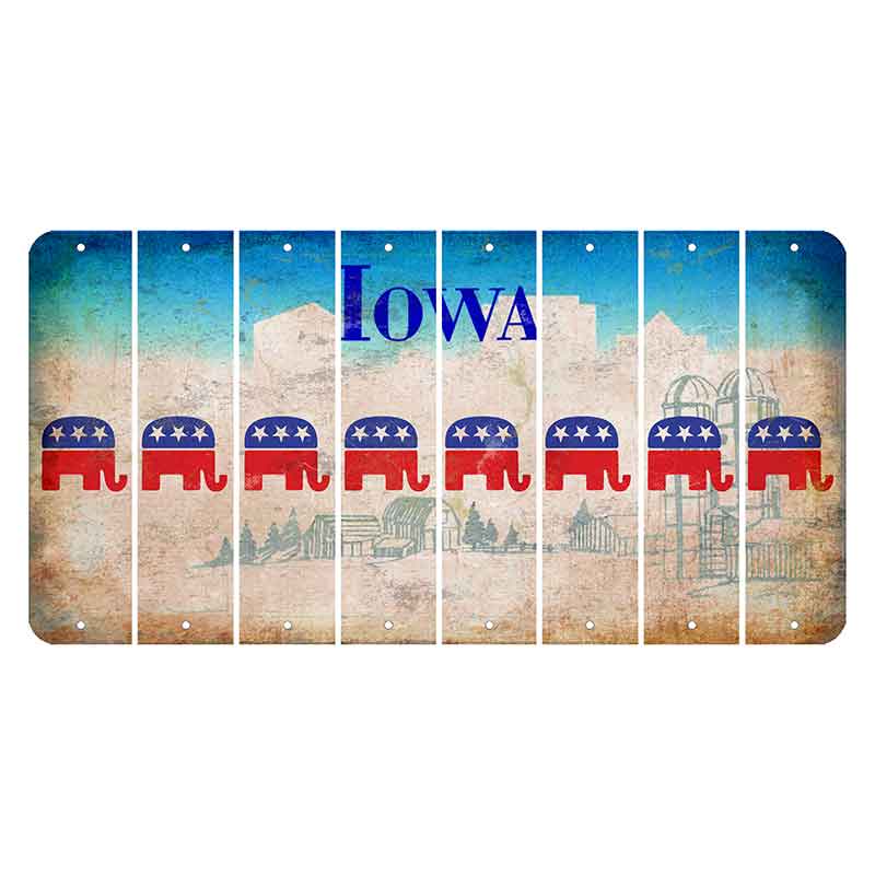 Iowa Farm Scene Cut License Plate Strips (Set of 8) Republican