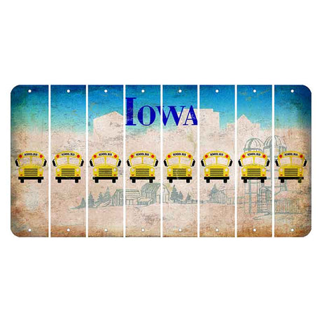 Iowa Farm Scene Cut License Plate Strips (Set of 8) School Bus