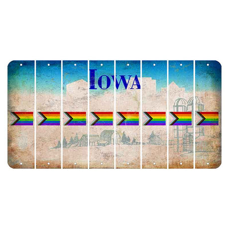 Iowa Farm Scene Cut License Plate Strips (Set of 8) LGBTQ Flag