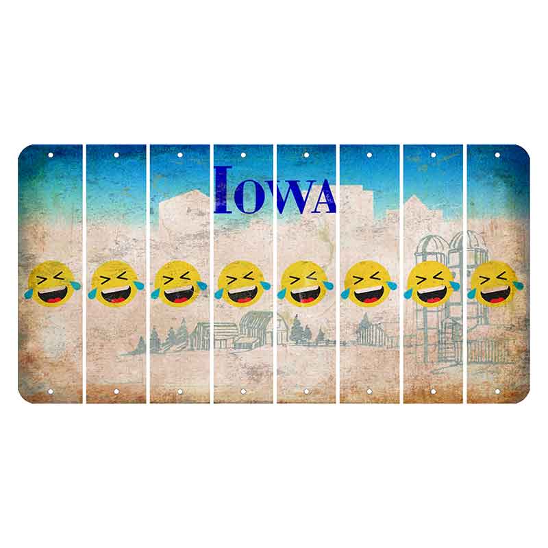 Iowa Farm Scene Cut License Plate Strips (Set of 8) Emoji - Laughing