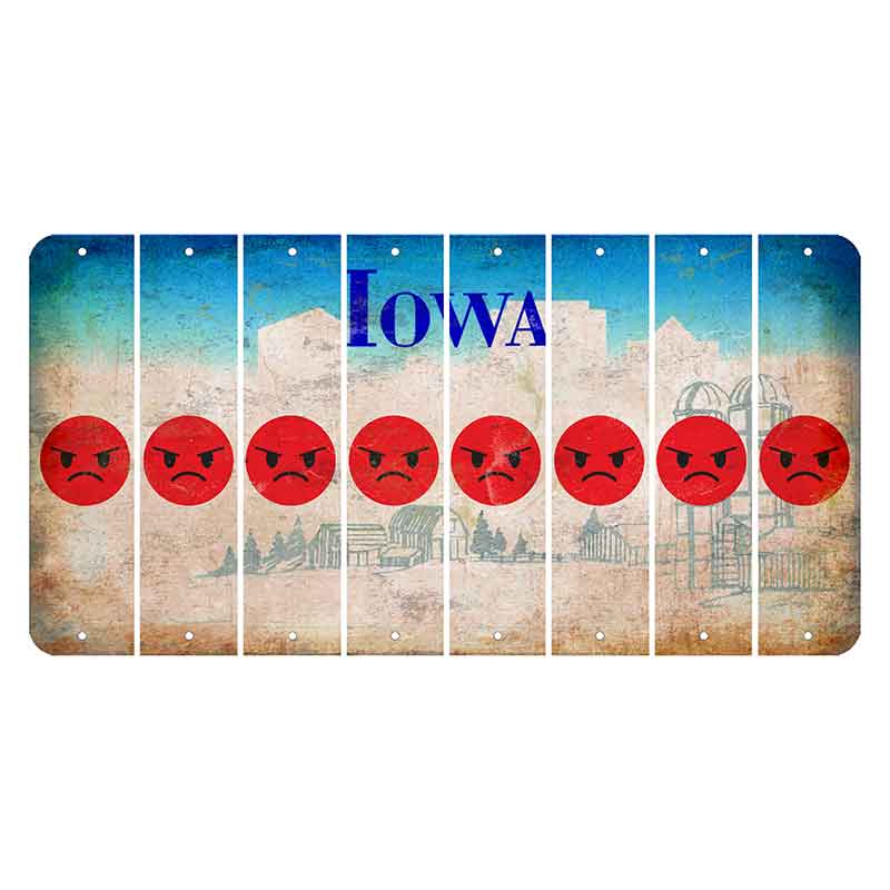 Iowa Farm Scene Cut License Plate Strips (Set of 8) Emoji - Angry