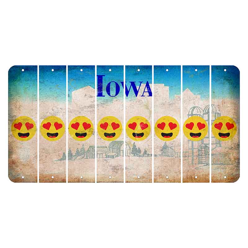 Iowa Farm Scene Cut License Plate Strips (Set of 8) Emoji - Heart Eyes