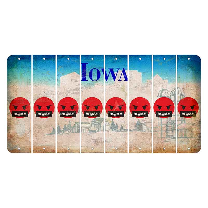 Iowa Farm Scene Cut License Plate Strips (Set of 8) Emoji - Pissed