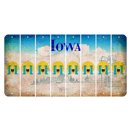 Iowa Farm Scene Cut License Plate Strips (Set of 8) Emoji - Crying