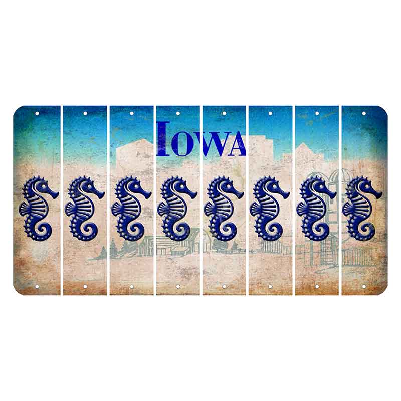 Iowa Farm Scene Cut License Plate Strips (Set of 8) Seahorse