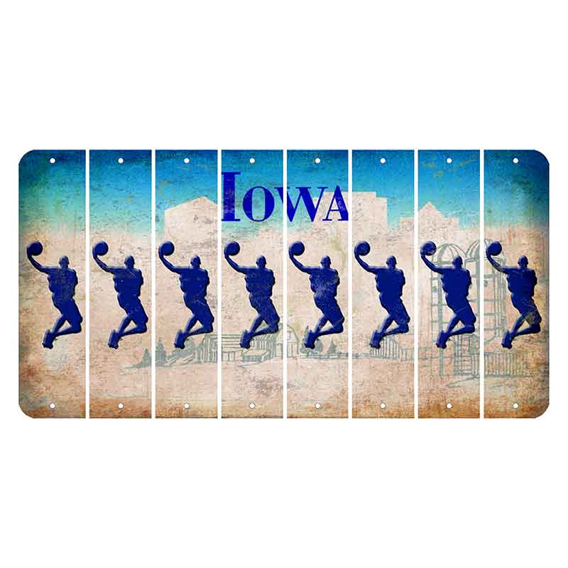 Iowa Farm Scene Cut License Plate Strips (Set of 8) Basketball Player