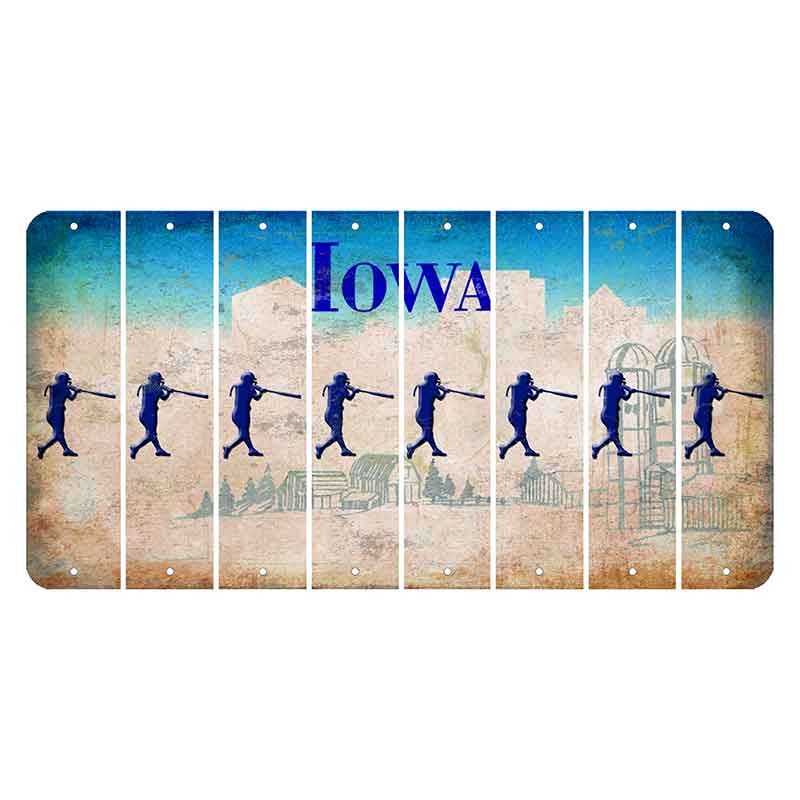 Iowa Farm Scene Cut License Plate Strips (Set of 8) Softball Batter