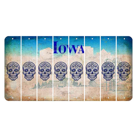 Iowa Farm Scene Cut License Plate Strips (Set of 8) Sugar Skull