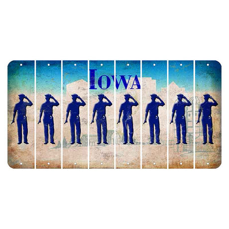 Iowa Farm Scene Cut License Plate Strips (Set of 8) Police Officer