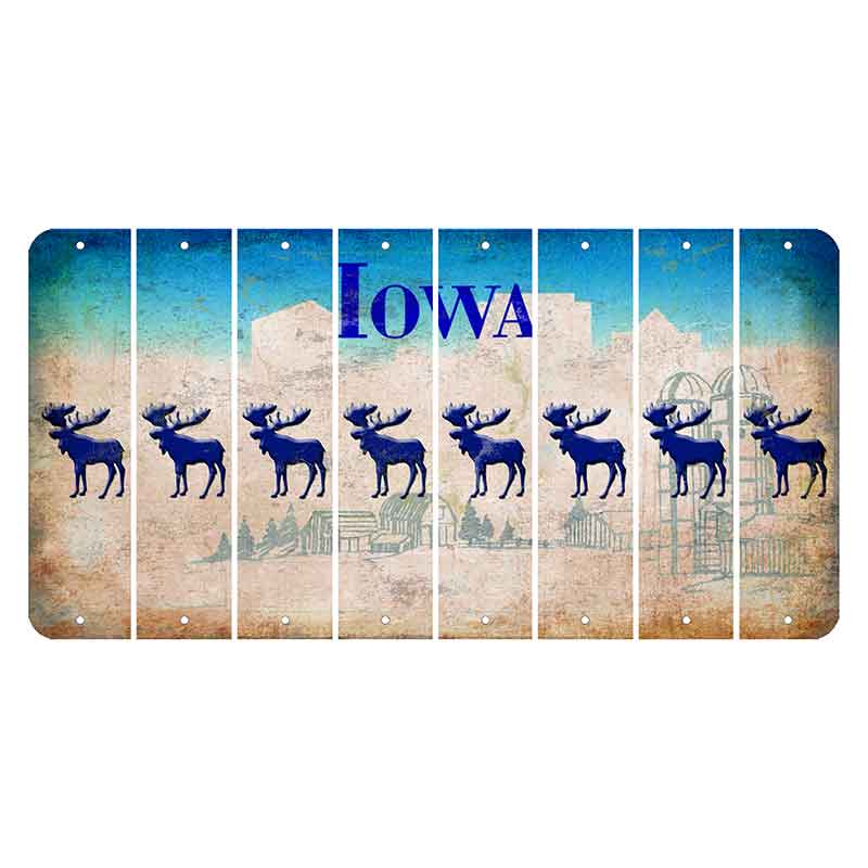 Iowa Farm Scene Cut License Plate Strips (Set of 8) Moose