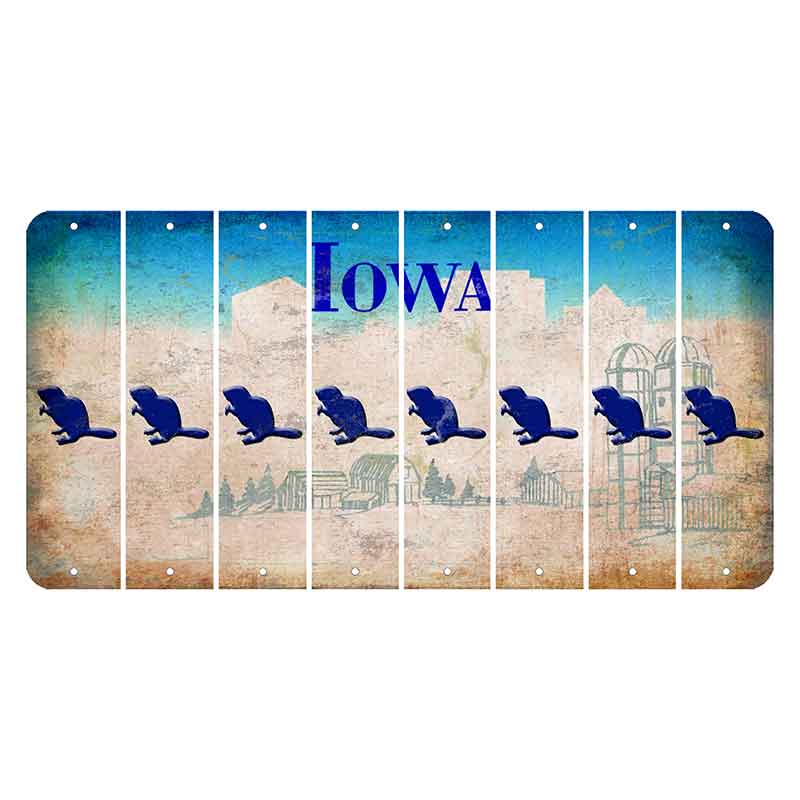 Iowa Farm Scene Cut License Plate Strips (Set of 8) Beaver