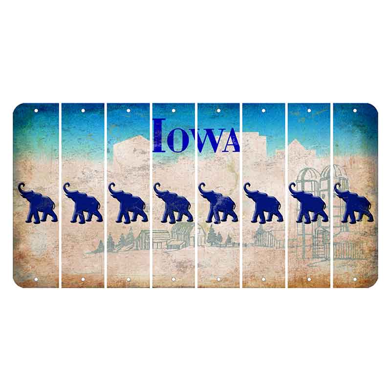 Iowa Farm Scene Cut License Plate Strips (Set of 8) Elephant