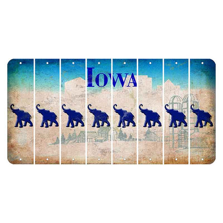 Iowa Farm Scene Cut License Plate Strips (Set of 8) Elephant