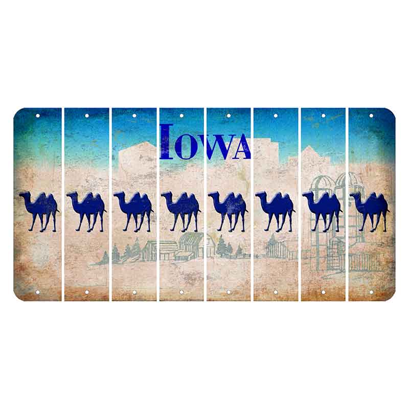 Iowa Farm Scene Cut License Plate Strips (Set of 8) Camel