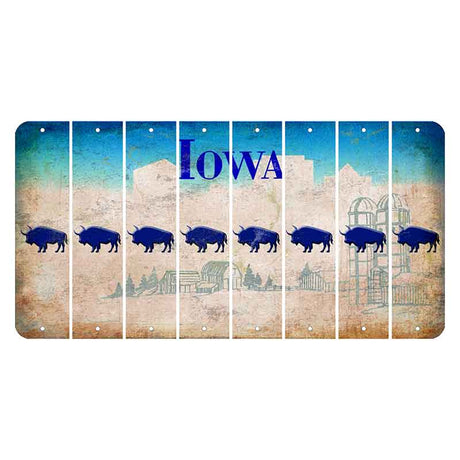 Iowa Farm Scene Cut License Plate Strips (Set of 8) Buffalo