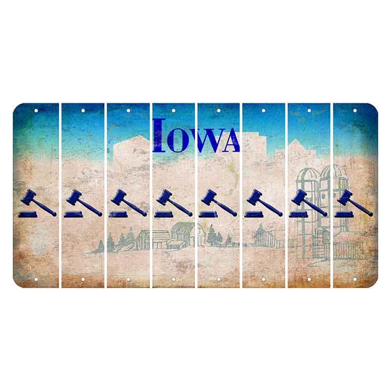 Iowa Farm Scene Cut License Plate Strips (Set of 8) Gavel