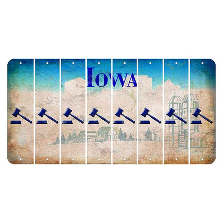 Iowa Farm Scene Cut License Plate Strips (Set of 8) Gavel