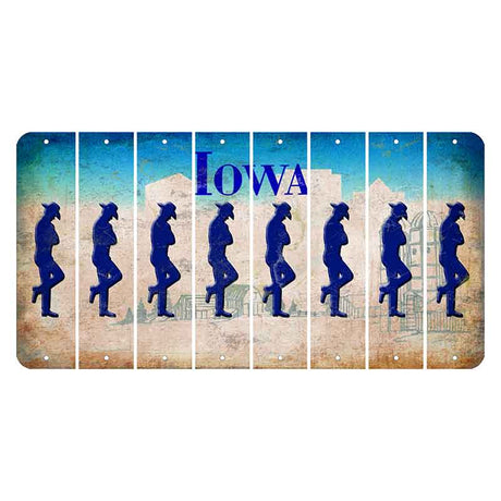 Iowa Farm Scene Cut License Plate Strips (Set of 8) Cowboy - Leaning