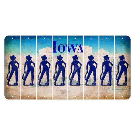 Iowa Farm Scene Cut License Plate Strips (Set of 8) Cowgirl