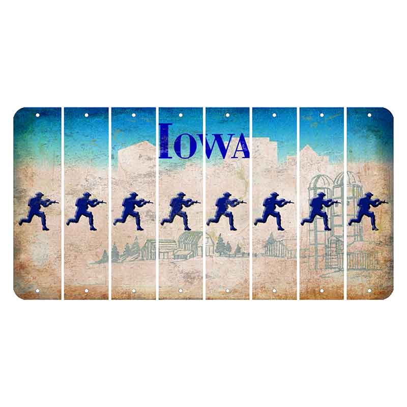 Iowa Farm Scene Cut License Plate Strips (Set of 8) Soldier - Running