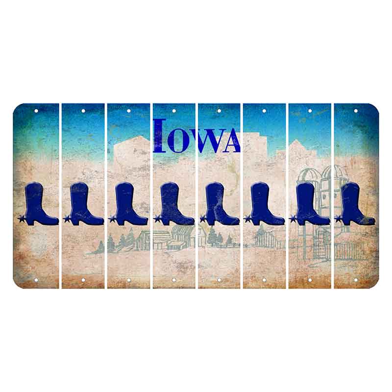 Iowa Farm Scene Cut License Plate Strips (Set of 8) Cowboy Boot