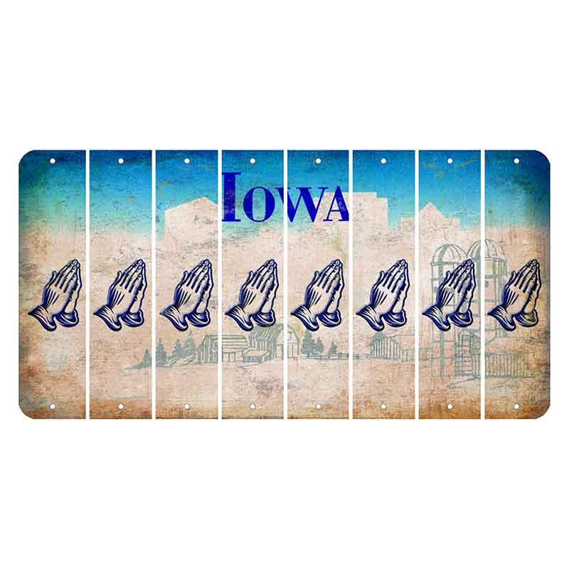 Iowa Farm Scene Cut License Plate Strips (Set of 8) Praying Hands