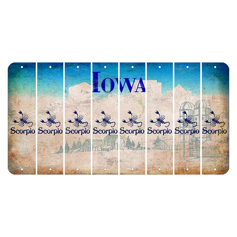 Iowa Farm Scene Cut License Plate Strips (Set of 8) Zodiac Sign - Scorpio