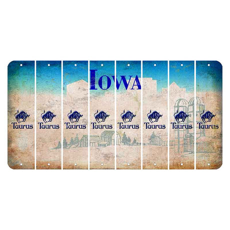 Iowa Farm Scene Cut License Plate Strips (Set of 8) Zodiac Sign - Taurus