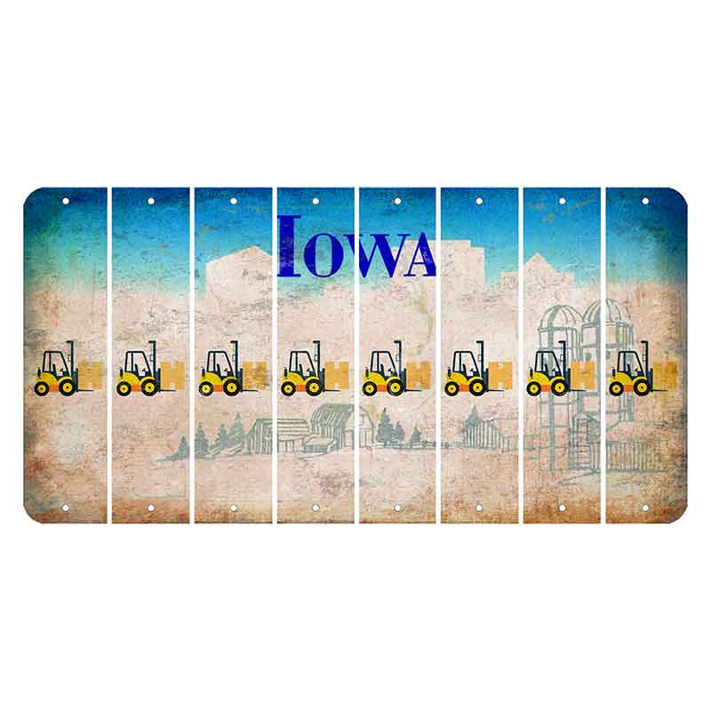 Iowa Farm Scene Cut License Plate Strips (Set of 8) Forklift