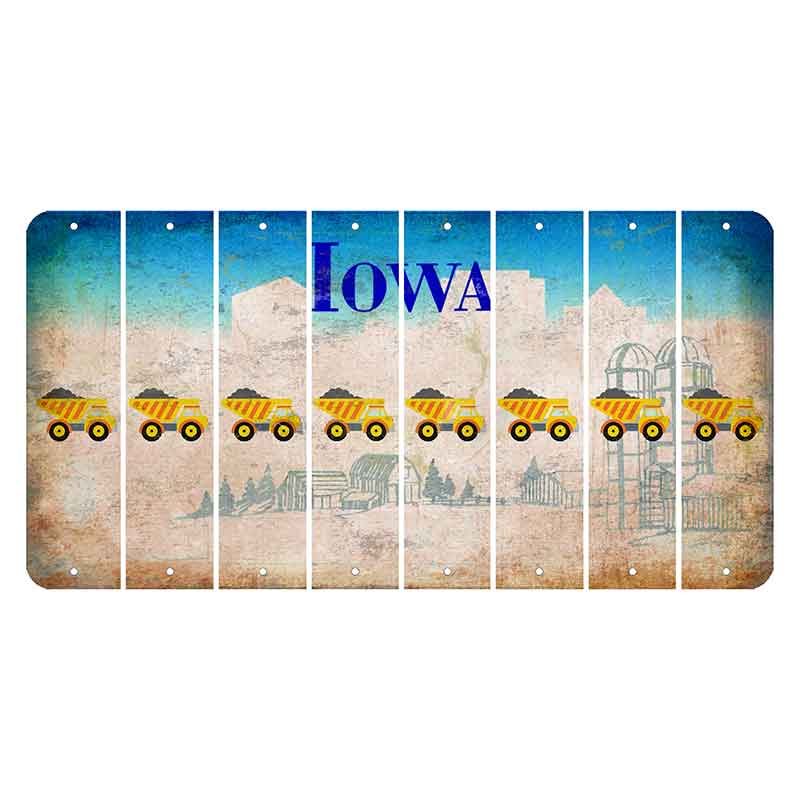 Iowa Farm Scene Cut License Plate Strips (Set of 8) Dump Truck