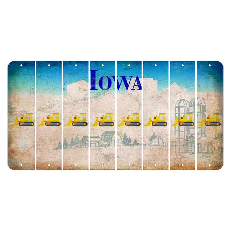 Iowa Farm Scene Cut License Plate Strips (Set of 8) Dozer