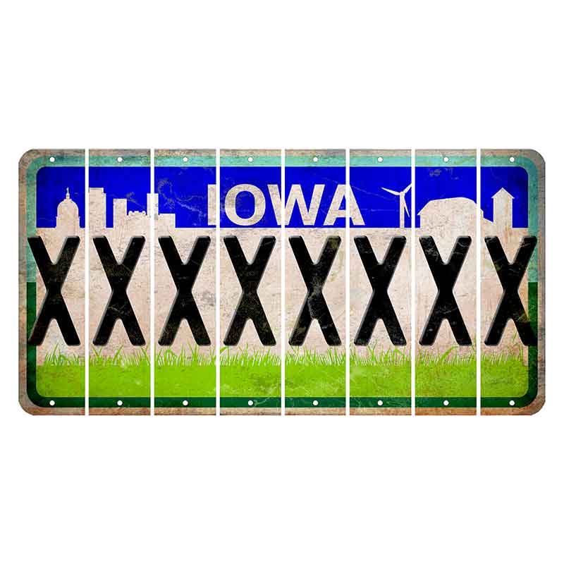 Iowa Grass Field Cut License Plate Strips (Set of 8) X