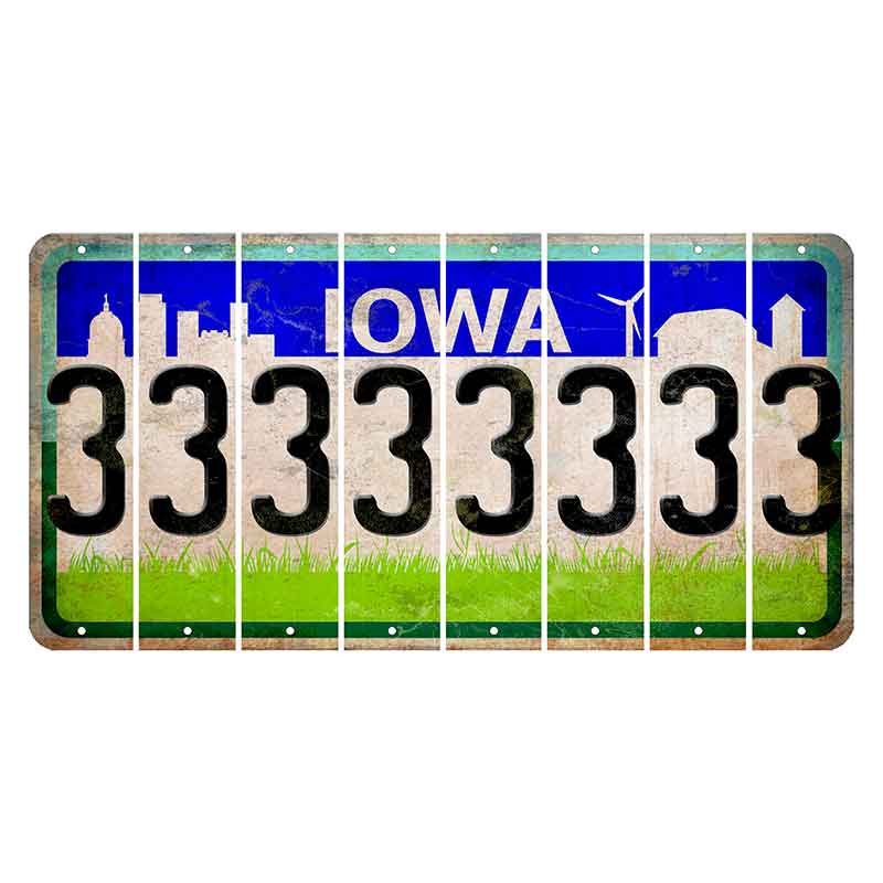 Iowa Grass Field Cut License Plate Strips (Set of 8) 3