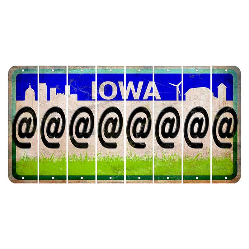 Iowa Grass Field Cut License Plate Strips (Set of 8) At Sign