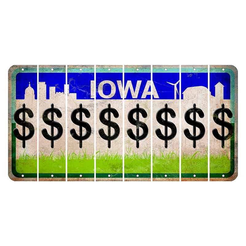 Iowa Grass Field Cut License Plate Strips (Set of 8) Dollar Sign