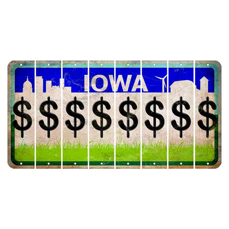 Iowa Grass Field Cut License Plate Strips (Set of 8) Dollar Sign