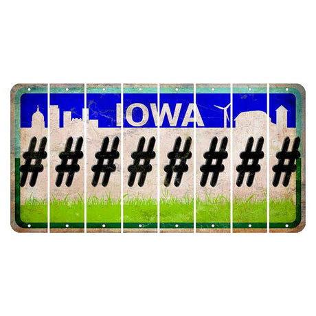 Iowa Grass Field Cut License Plate Strips (Set of 8) Hashtag