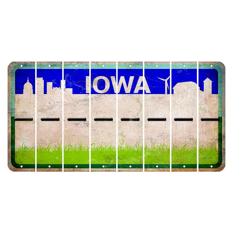 Iowa Grass Field Cut License Plate Strips (Set of 8) Hyphen