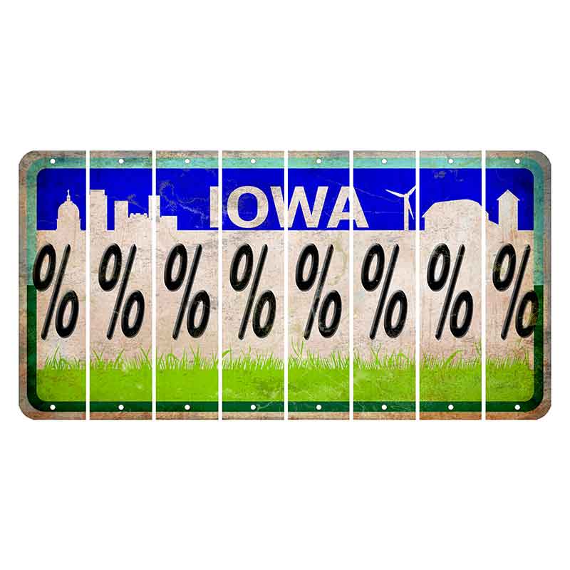 Iowa Grass Field Cut License Plate Strips (Set of 8) Percent Sign