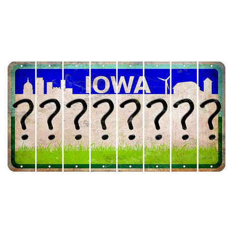 Iowa Grass Field Cut License Plate Strips (Set of 8) Question Mark