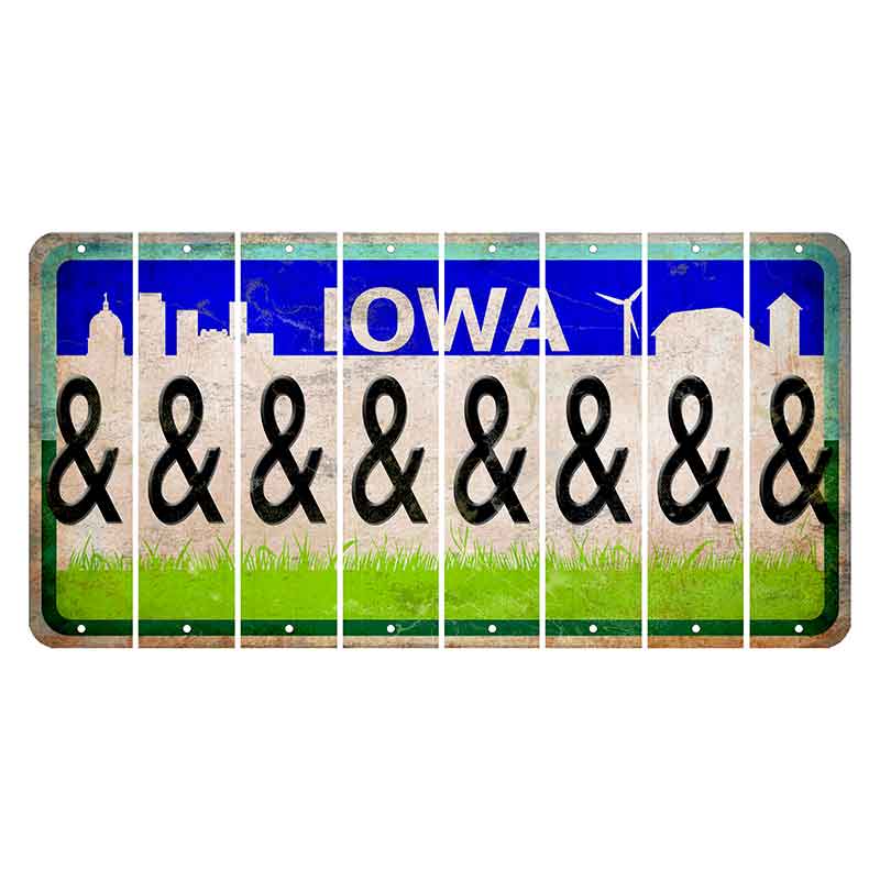 Iowa Grass Field Cut License Plate Strips (Set of 8) And Sign