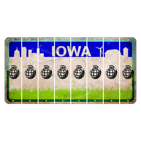 Iowa Grass Field Cut License Plate Strips (Set of 8) Grenade