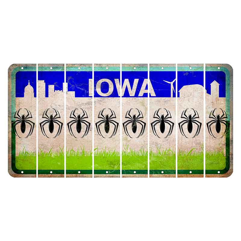 Iowa Grass Field Cut License Plate Strips (Set of 8) Spider