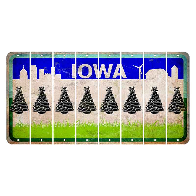 Iowa Grass Field Cut License Plate Strips (Set of 8) Christmas Tree